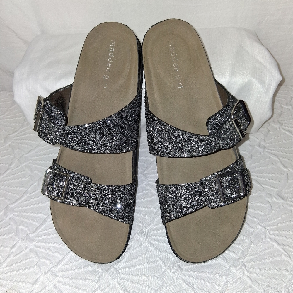 Madden Girl Women's Glitter Sandals - Silver Size 9.5 - Picture 10 of 16